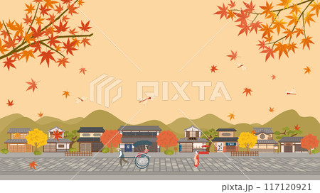 秋の町家の風景（フルHD 16:9サイズ） 117120921