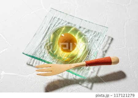 梅ゼリー　Chilled plum jelly, a Japanese sweet 117121279