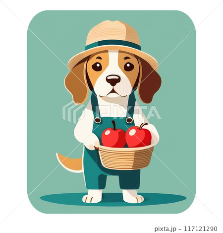 秋の収穫をするビーグル6／チラシやポスター用素材 117121290