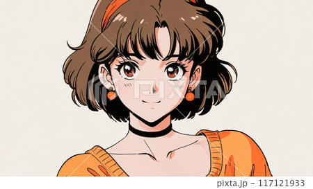 ハロウィンテイストの洋服を着たレトロかわいい女の子 117121933