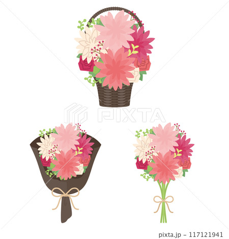 ダリアの花束セット　ピンク 117121941