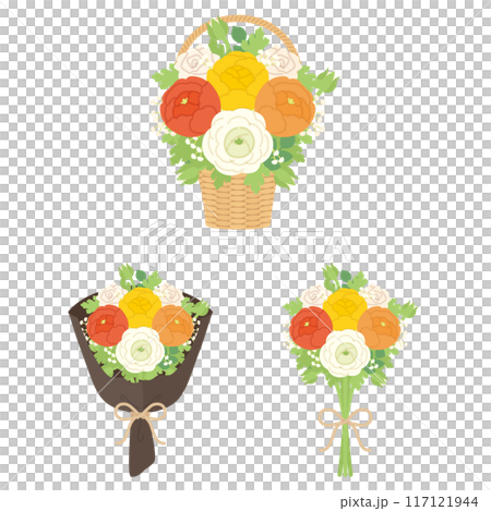 ラナンキュラスの花束セット　黄色系 117121944