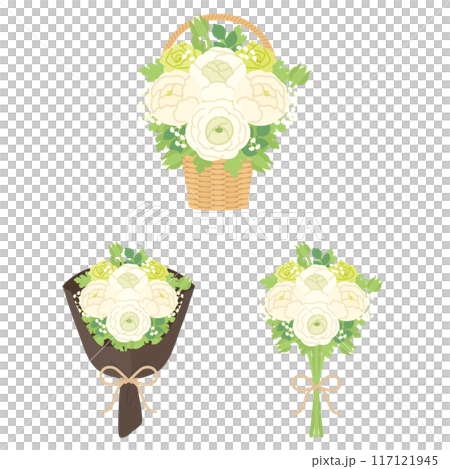 毛茛屬花束套裝白色 117121945