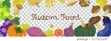 秋の味覚 背景イラスト _ ベクター バナー コピースペース 117122297