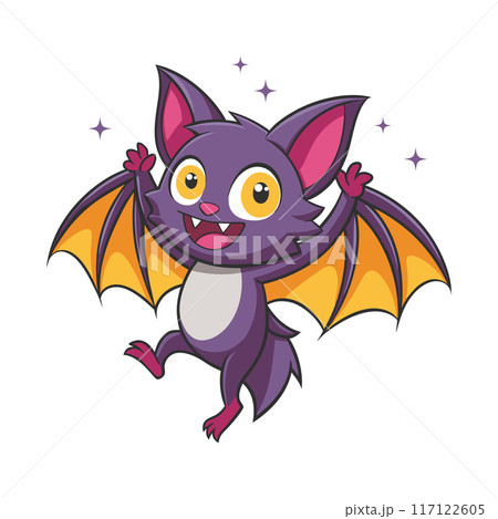 Cute bat character. Illustration for Halloween...のイラスト素材 [117122605 ...