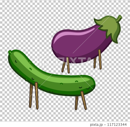 精霊馬と精霊牛　イラスト素材 117123344