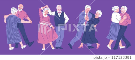 Senior couples dancing vector set 117123391