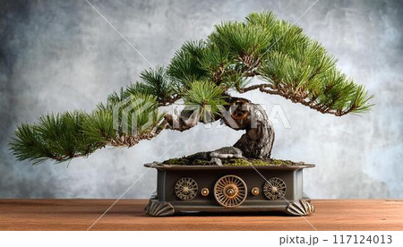 スチームパンクと黒松の盆栽_AI生成画像 スチームパンクと黒松の盆栽_AI生成画像 117124013