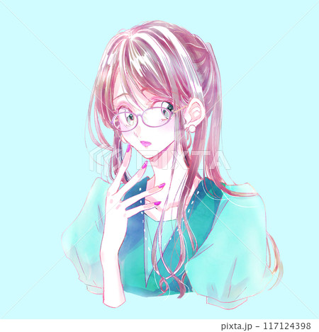 眼鏡をかけたポニーテールの女性 眼鏡をかけたポニーテールの女性 117124398