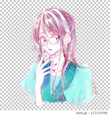 A woman with glasses and a ponytail 117124399