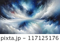 2025色彩のカレンダー　青く輝く夜空と雲に11月　惑星が海面に反射した幻想的な風景画 117125176