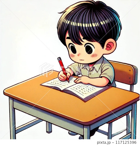 宿題中の男の子 宿題中の男の子 117125396