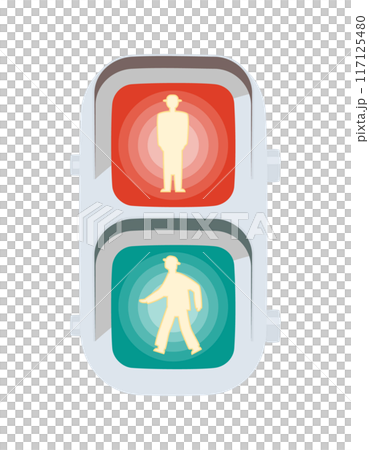 Pedestrian traffic light (all lights up) Pedestrian traffic light (all lights up) 117125480