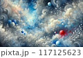 2025色彩のカレンダー　青い薔薇と雲と青い海の幻想的な12月 117125623