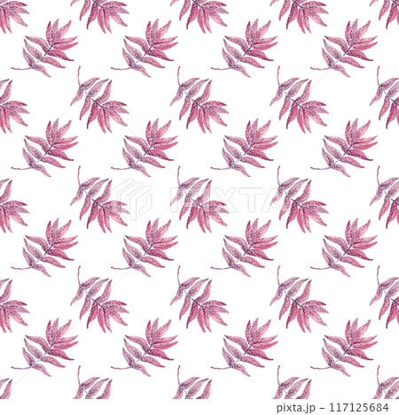 Autumn leaves. Falling rowan leaves. Vintage fall pattern, great design for any purpose. Watercolor illustration. Botanical background 117125684