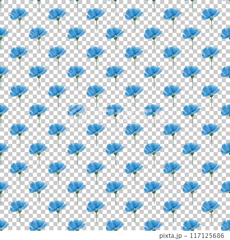 Seamless pattern of cornflowers for your design. Floral decor. Modern simple watercolor illustration. Floral element. Ideal for summer decor and clothing 117125686