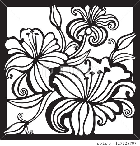 Lily flowers laser cut template Lily flowers laser cut template 117125707
