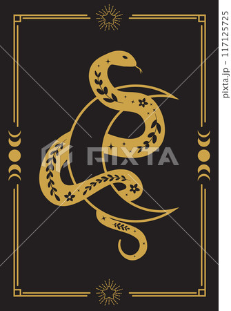 Frame with magic golden snakeのイラスト素材 [117125725] - PIXTA