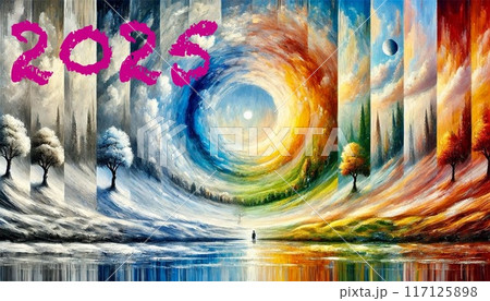 2025色彩のカレンダー 絵の具で描いた抽象的な表紙 2025色彩のカレンダー 絵の具で描いた抽象的な表紙 117125898