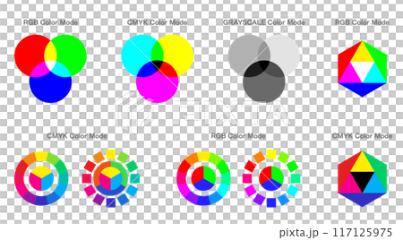 顏色選擇器圓圈和三基色組合集 RGB CMYK 117125975