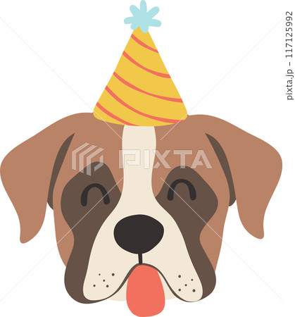 Cute Birthday dog baby boxer flat illustration Cute Birthday dog baby boxer flat illustration 117125992