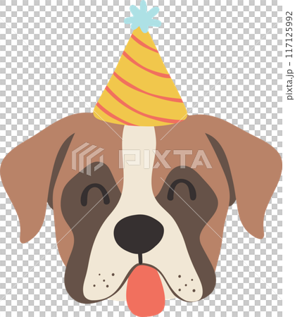 Cute Birthday dog baby boxer flat illustration Cute Birthday dog baby boxer flat illustration 117125992
