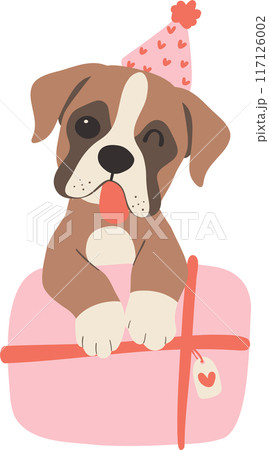 Cute Birthday dog baby boxer flat illustration 117126002