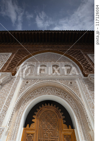 Detail of The Ben Youssef Medersa is an Islamic college in Marrakesh, Morocco Detail of The Ben Youssef Medersa is an Islamic college in Marrakesh, Morocco 117126084