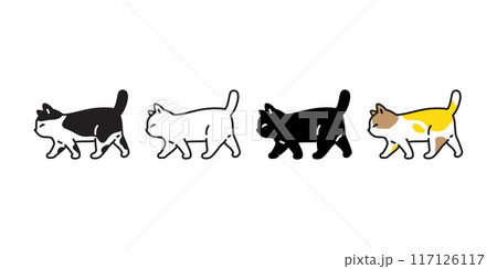 cat vector walking kitten calico neko icon pet cartoon character munchkin illustration symbol clip art isolated 117126117