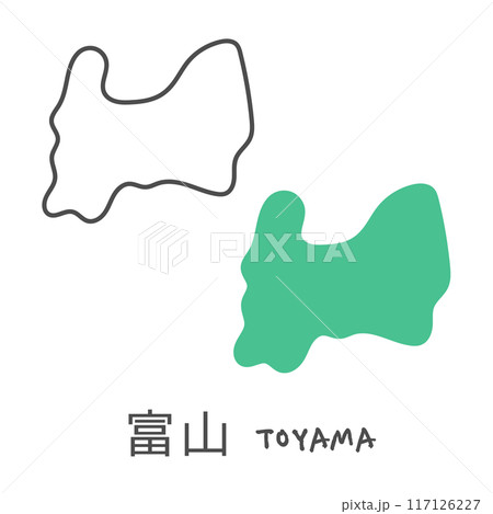 シンプルな日本の富山地図　イラスト 117126227