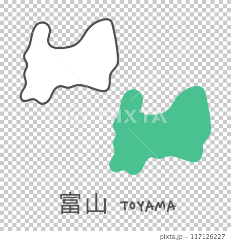 シンプルな日本の富山地図　イラスト 117126227
