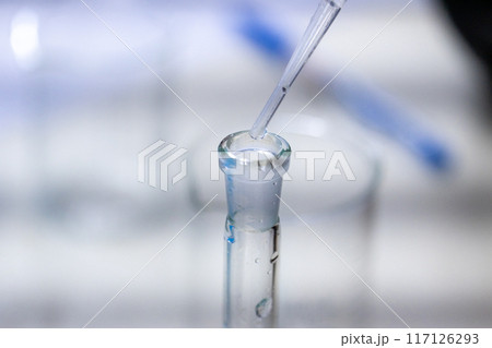Electroplating experiment in chemistry laboratory. Electroplating experiment in chemistry laboratory. 117126293