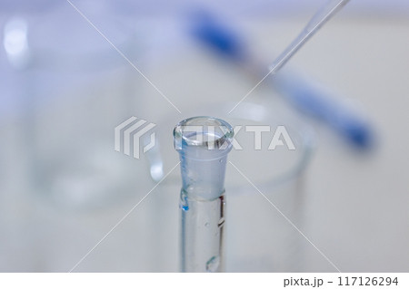 Electroplating experiment in chemistry laboratory. Electroplating experiment in chemistry laboratory. 117126294