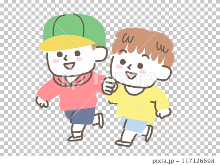 孩子們奔跑玩耍的插圖 孩子們奔跑玩耍的插圖 117126698
