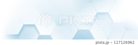 Abstract clean white and blue hexagon shapes...のイラスト素材 [117126962] - PIXTA
