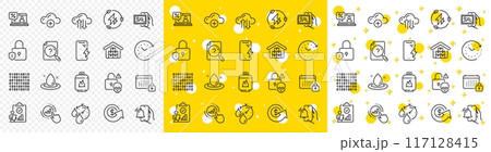 Outline Green electricity, Smartphone charging and Cloud sync line icons pack for web with Fuel energy, Inspect, Gas cylinder line icon. Dollar exchange, Wholesale goods. Vector Outline Green electricity, Smartphone charging and Cloud sync line icons pack for web with Fuel energy, Inspect, Gas cylinder line icon. Dollar exchange, Wholesale goods. Vector 117128415