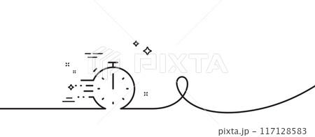 Cooking timer line icon. Continuous one line with curl. Frying stopwatch sign. Food preparation symbol. Cooking timer single outline ribbon. Loop curve pattern. Vector Cooking timer line icon. Continuous one line with curl. Frying stopwatch sign. Food preparation symbol. Cooking timer single outline ribbon. Loop curve pattern. Vector 117128583