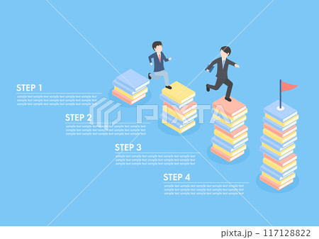 目標に向かって一緒にステップアップしていく先生と男子生徒のインフォグラフィック 目標に向かって一緒にステップアップしていく先生と男子生徒のインフォグラフィック 117128822