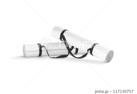 Blank white rolled yoga mat with handle strap mockup stack Blank white rolled yoga mat with handle strap mockup stack 117130757