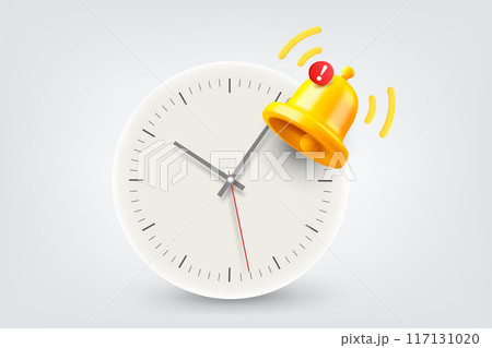 Circle clock with ringing bell. Vector 3d illustration Circle clock with ringing bell. Vector 3d illustration 117131020