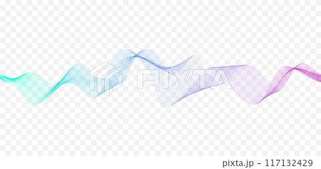 Abstract vector illustration with colored wavy lines flowing dynamic isolated on white background. Hand drawn vector art 117132429