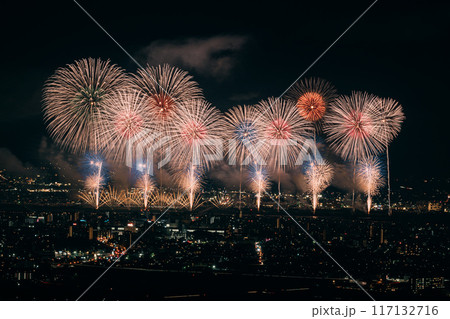 夜空に舞う打ち上げ花火 117132716