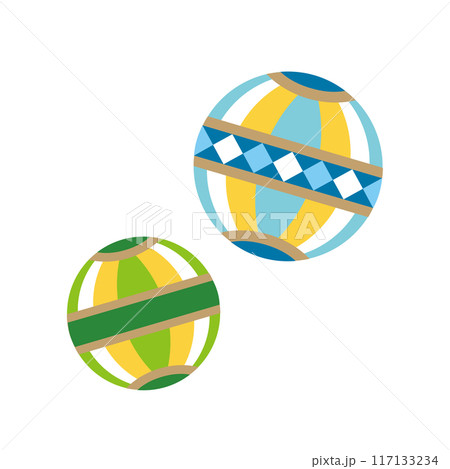 かわいい手毬のアイコン。縁起物のシンプルな手毬のイラスト素材。 117133234