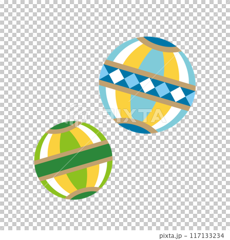 かわいい手毬のアイコン。縁起物のシンプルな手毬のイラスト素材。 117133234