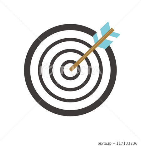 お正月のかわいい的矢のアイコン。シンプルな的と矢のイラスト素材。 117133236