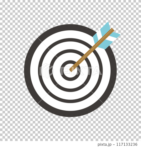 お正月のかわいい的矢のアイコン。シンプルな的と矢のイラスト素材。 117133236