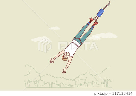 Man gets addicted to bungee jumping, enjoying extreme sport that releases adrenaline into blood 117133414