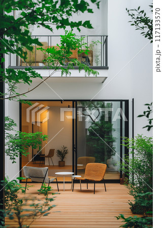 住宅イメージ リビングルームとウッドデッキ 住宅イメージ リビングルームとウッドデッキ 117133570