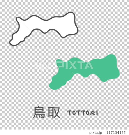 シンプルな日本の鳥取地図　イラスト 117134155
