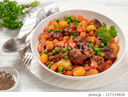 turkish meatball stew, sulu kofte, in a bowl turkish meatball stew, sulu kofte, in a bowl 117134820